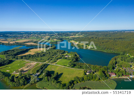 Aerial view of Kashubian Landscape Park. Kaszuby. 55341719