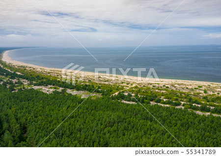 Aerial view of the Vistula river mouth to the 55341789