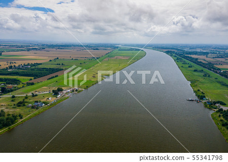 Aerial view of the Vistula river mouth to the Aerial view of the Vistula river mouth to the 55341798