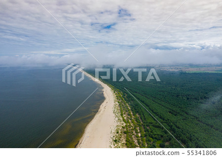 Aerial view of the Vistula river mouth to the 55341806