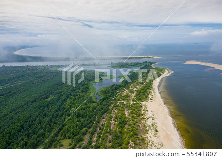 Aerial view of the Vistula river mouth to the Aerial view of the Vistula river mouth to the 55341807