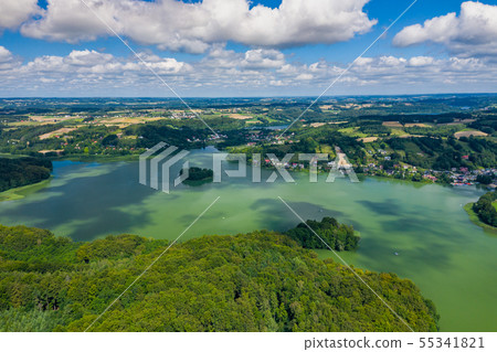 Aerial view of Kashubian Landscape Park. Kaszuby. 55341821