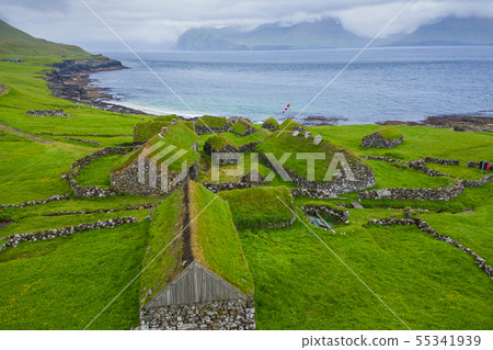 Aerial view of fishing village in Koltur island. 55341939