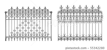 Metal fencing in retro style realistic Metal fencing in retro style realistic 55342280