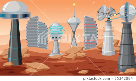 City in space scene City in space scene 55342894