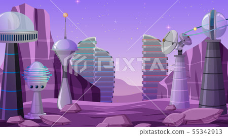 City in space scene City in space scene 55342913