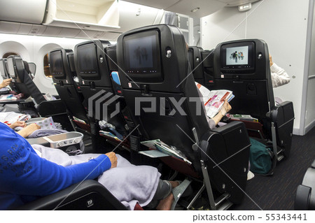 Inside the plane of an airplane 55343441
