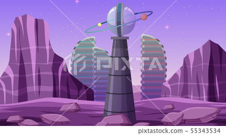 City in space scene 55343534