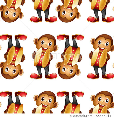 Seamless pattern tile cartoon with toy monkey Seamless pattern tile cartoon with toy monkey 55343914