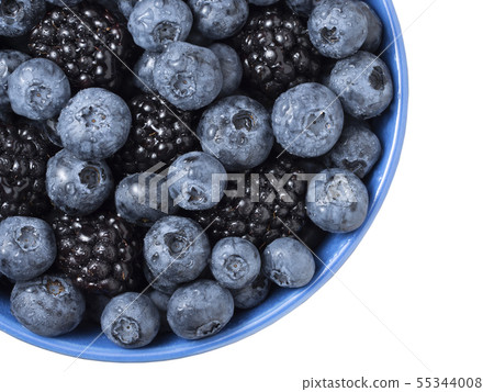Forest berries (blueberry,bramble) in a bowl 55344008