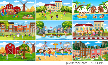 Set of scenes in nature setting 55344959