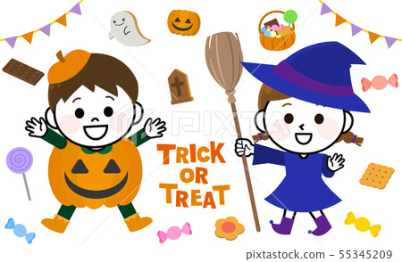 Men and women and children Halloween costumes... - Stock Illustration ...