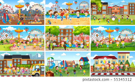 Set of scenes in nature setting 55345312