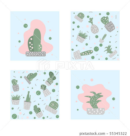Vector compositon of doodle cactus design set. Vector compositon of doodle cactus design set. 55345322