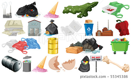 Pollution, litter, rubbish and trash objects 55345386