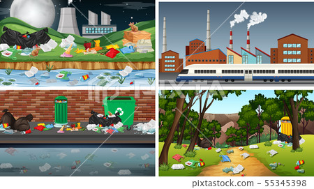 Set of polluted scenes Set of polluted scenes 55345398