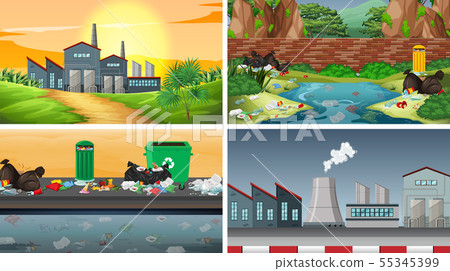 Set of polluted scenes Set of polluted scenes 55345399