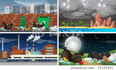 Set of polluted scenes Set of polluted scenes 55345401