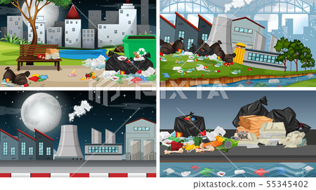 Set of polluted scenes 55345402