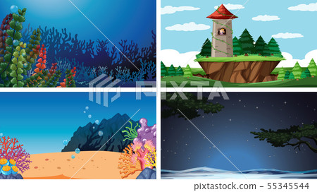 Set of outdoor nature scenes blank empty templates 55345544