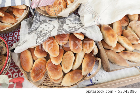 Pile of assorted homemade pies Pile of assorted homemade pies 55345886