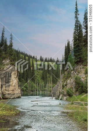 Amazing views of lake Kaindy, Kazakhstan Amazing views of lake Kaindy, Kazakhstan 55346605