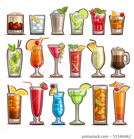 Vector set of tropical Cocktails Vector set of tropical Cocktails 55346862