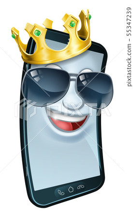 Mobile Phone Cool Shades King Crown Cartoon Mascot Mobile Phone Cool Shades King Crown Cartoon Mascot 55347239