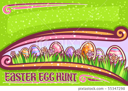 Vector greeting card for Easter Egg Hunt 55347298
