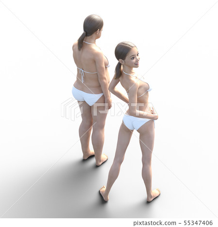Diet image Before after After perming3dCG illustration material Diet image Before after After perming3dCG illustration material 55347406