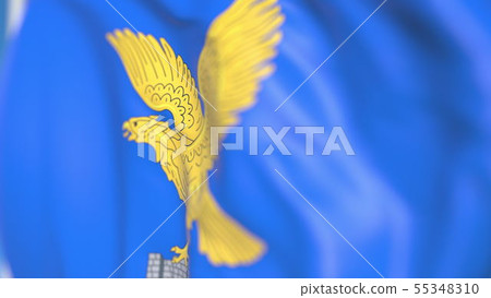 Waving flag of Friuli-Venezia Giulia, a region of Italy. Close-up, 3D rendering Waving flag of Friuli-Venezia Giulia, a region of Italy. Close-up, 3D rendering 55348310