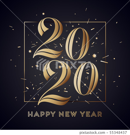 2020. Happy New Year. Greeting card with inscription Happy New Year 55348437