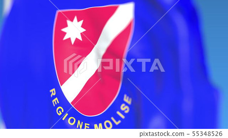 Waving flag of Molise, a region of Italy. Close-up, 3D rendering 55348526