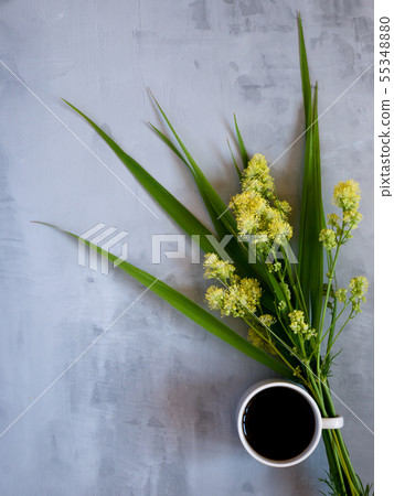 Cup of coffee on gray table in minimal style, Top  55348880