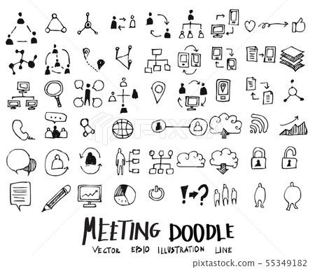 Meeting Doodle icon line vector set Meeting Doodle icon line vector set 55349182