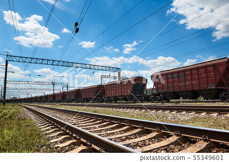 Industrial railway - wagons, rails and Industrial railway - wagons, rails and 55349601
