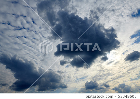 Dark blue sky with clouds for background or Dark blue sky with clouds for background or 55349603