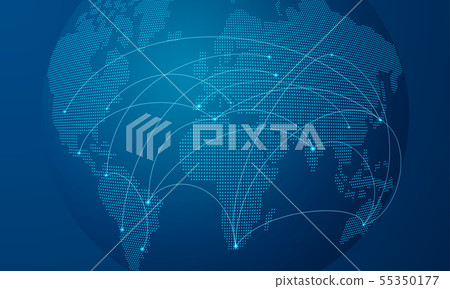 Blue dot globe world map for technology concept 55350177