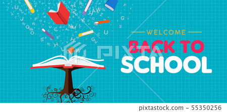 Back to school concept of book tree with abc 55350256