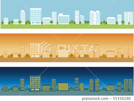 大廈地平線早晨晚上例證集合 大廈地平線早晨晚上例證集合 55350280