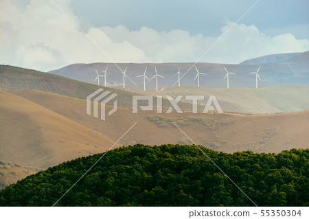 Power Generation Eolic Wind Turbines Field In Spain 55350304
