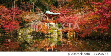 Daigoji temple and autumn maple trees in momiji Daigoji temple and autumn maple trees in momiji 55350764