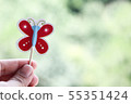 Hand holding paper butterfly 55351424