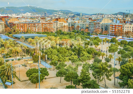 Barcelona, Spain. View of Joan Miro Park. Barcelona, Spain. View of Joan Miro Park. 55352278