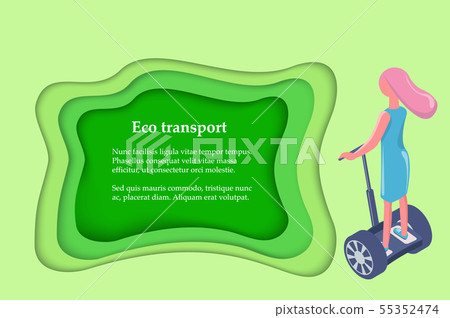Eco Transport, Girl Ride on Gyro Scooter Back View Eco Transport, Girl Ride on Gyro Scooter Back View 55352474
