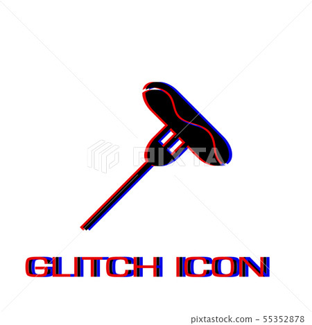 Sausage on fork icon flat. Sausage on fork icon flat. 55352878