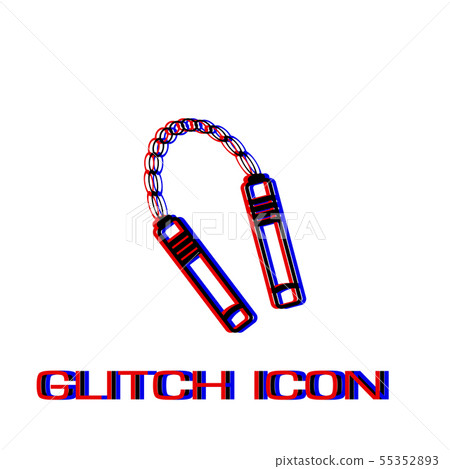Nunchaku weapon icon flat. Nunchaku weapon icon flat. 55352893