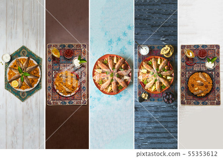 Collage from different pictures of Fish Kabsa Collage from different pictures of Fish Kabsa 55353612