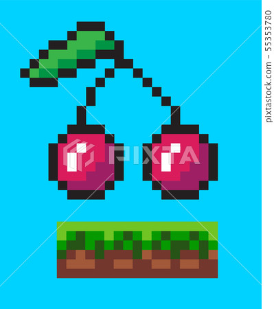 Cherry on Ground Pixelated Icons Pixel Game Vector 55353780