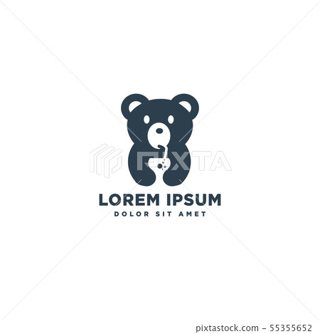 bear drinking juice logo template vector bear drinking juice logo template vector 55355652